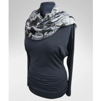 Czarna tunika sukienka kimono z długim rękawem